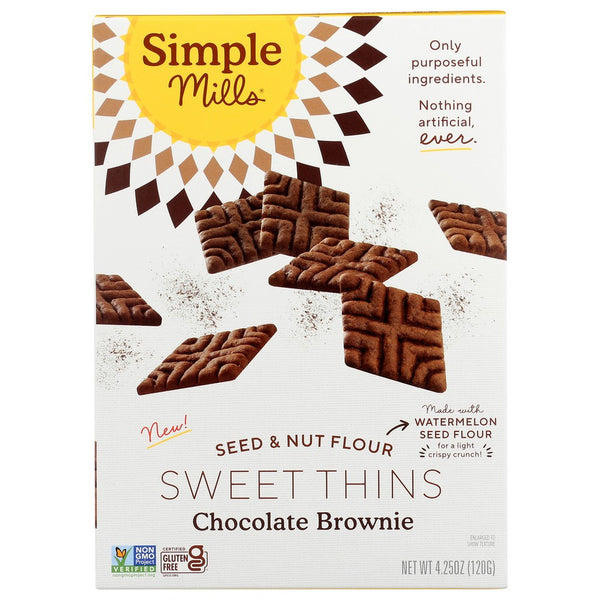 Simple Mills®, Seed & Nut Flour Sweet Thins, Chocolate Brownie 4.25 Ounce, Case of 6
