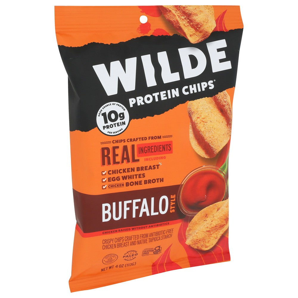 Wilde Snacks Chips Protein Buffalo - 4 Ounce, Case of 12