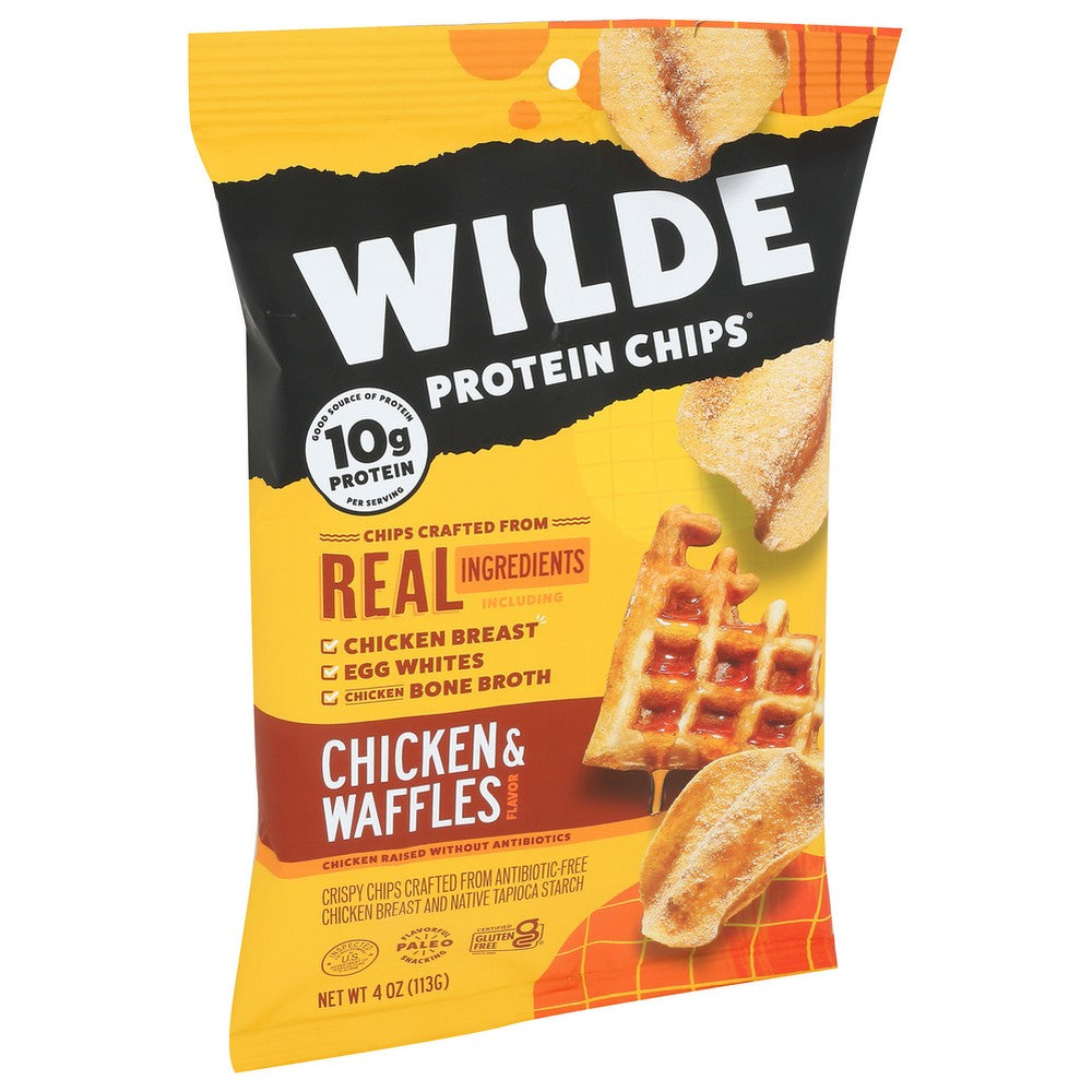 Wilde Snacks Chips Protein Chicken N Wffl - 4 Ounce, Case of 12