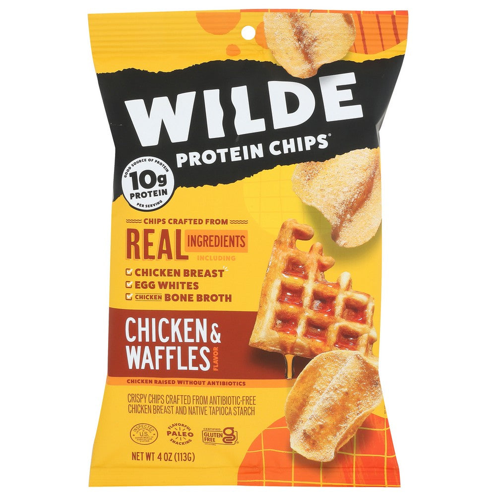 Wilde Snacks Chips Protein Chicken N Wffl - 4 Ounce, Case of 12