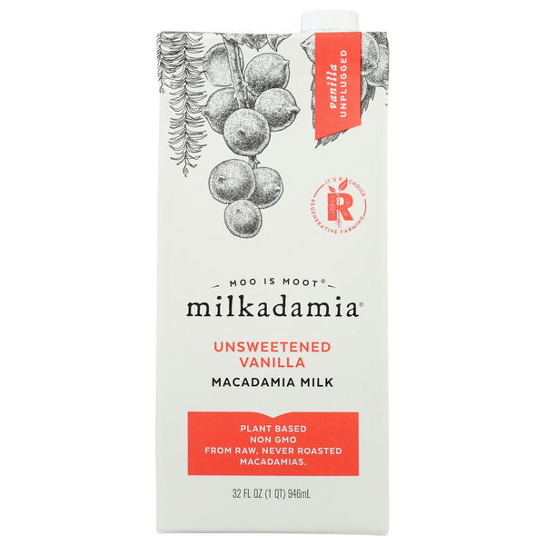 Milkadamia® Jb-04510, Milkadamia Macadamia Milk, Unsweetened Vanilla, 32 Oz.,  Case of 6