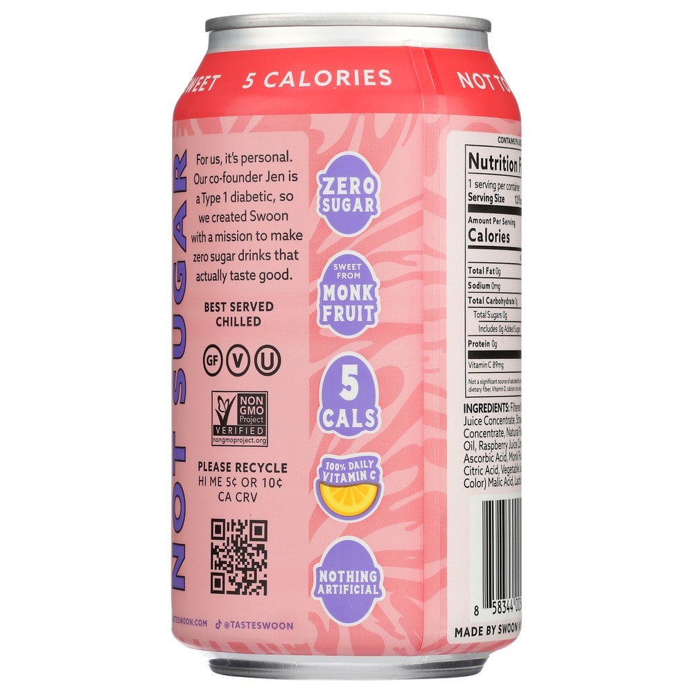 Swoon Lemonade Pink Zero Sugar - 12 Fluid Ounce, Case of 12