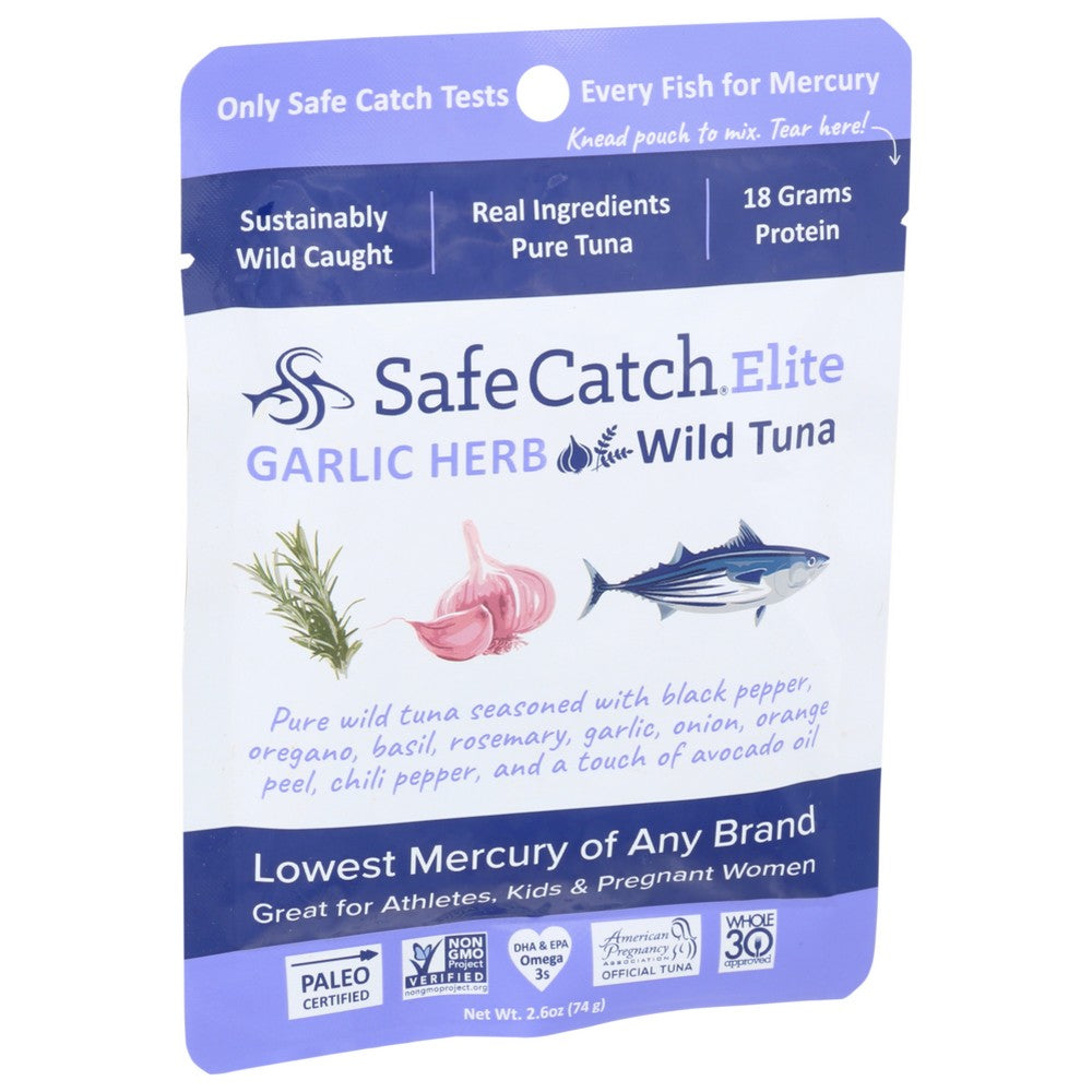 Safecatch Tuna Wild Elite Grlic Hrb - 3 Ounce, Case of 12