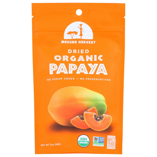 Mavuno Harvest 104-2-D, Papaya Organicanic Dried Papaya 2 Ounce,  Case of 6