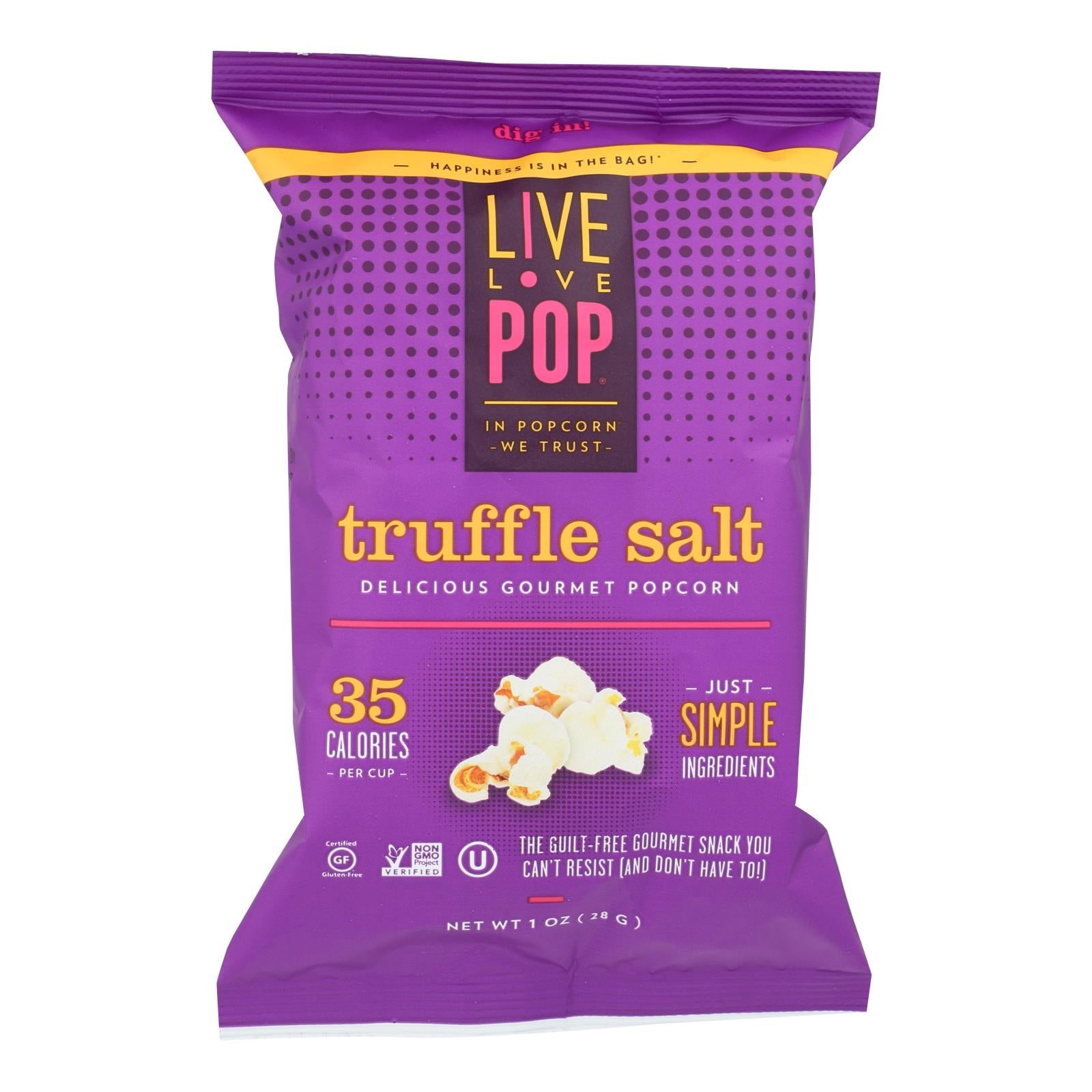 Live Love Pop Truffle Salt Delicious Gourmet Popcorn - Case of 24 - 1.0 Ounce