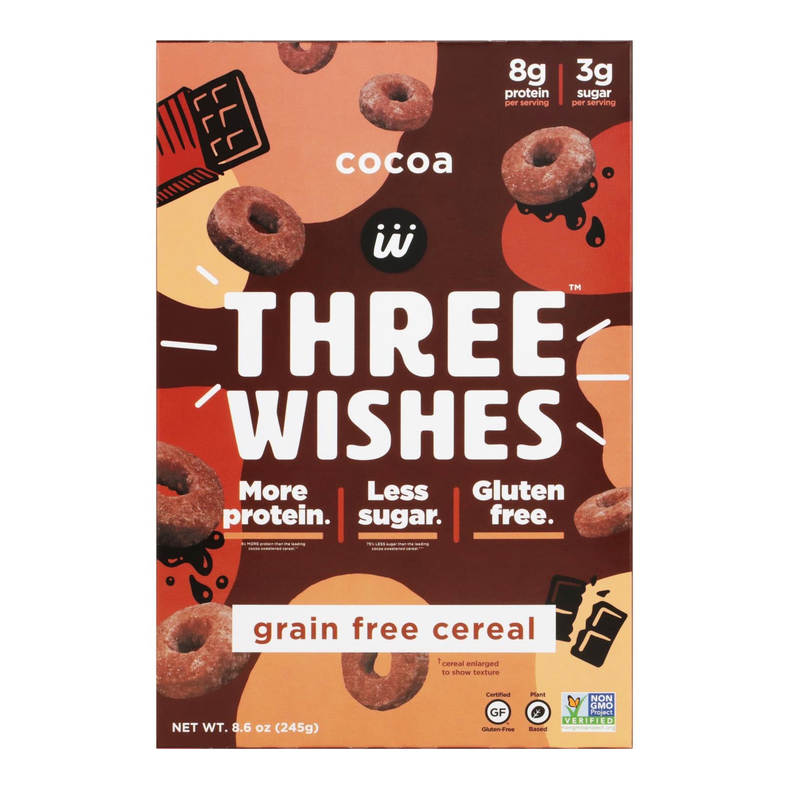 Three Wishes - Cereal Cocoa Chocolate Gluten Free - Case of 6-8.6 Ounce