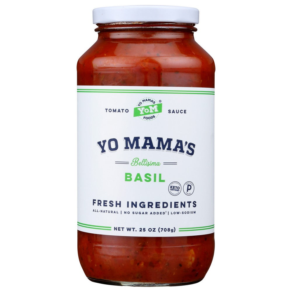 Yo Mamas Foods Sauce Tomato Basil - 25 Ounce, Case of 6