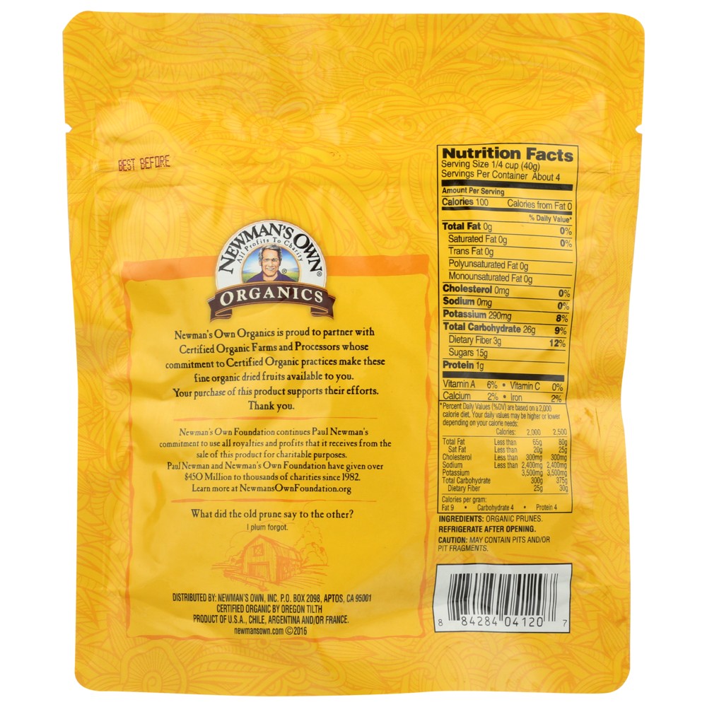 Newmans Own Organic Prunes Pitted Organic Zipb - 6 Ounce, Case of 12