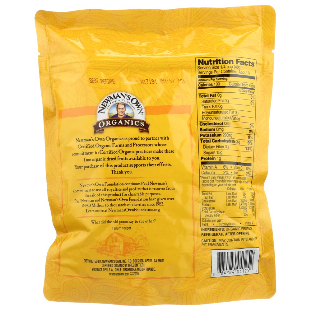 Newmans Own Organic Prunes Pitted Organic Zipb - 12 Ounce, Case of 12