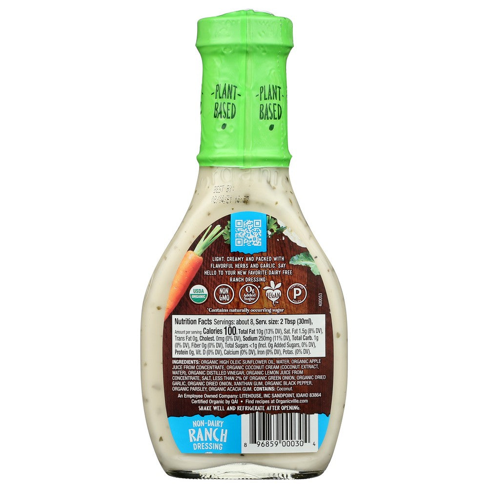Organicville Drssng Nondairy Ranch Organic - 8 Fluid Ounce, Case of 6