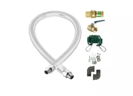 Atosa WA300001 Gas Flex Hose, 3/4" X 4 Ft. With Quick Disconnect With (2) Elbows, Includes; Restraining