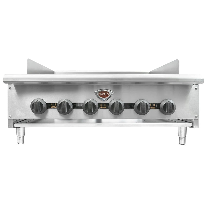 Wells HDCB-3630G Charbroiler, natural gas, countertop, 36" W, manual controls, (6) cast iron radiant burners