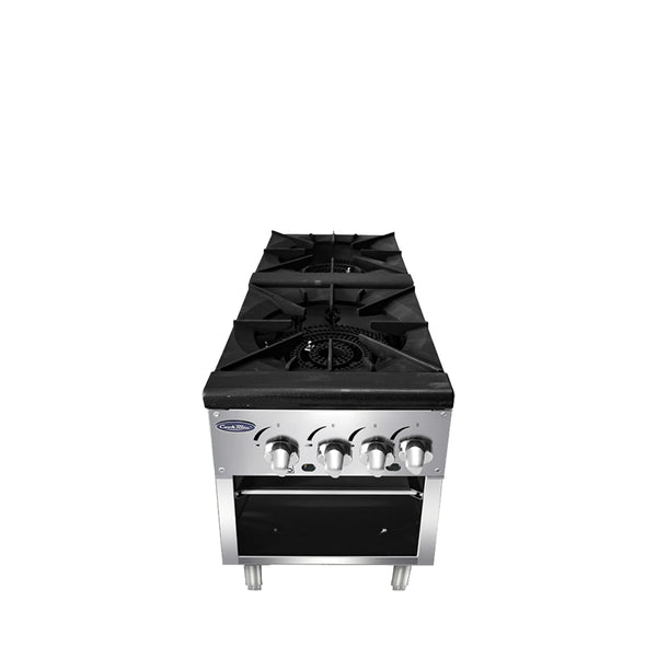 Atosa ATSP-18-2 Cookrite Stock Pot Stove, Gas, (2) Three-ring Cast Iron Burners, Full Width Removable Stainless