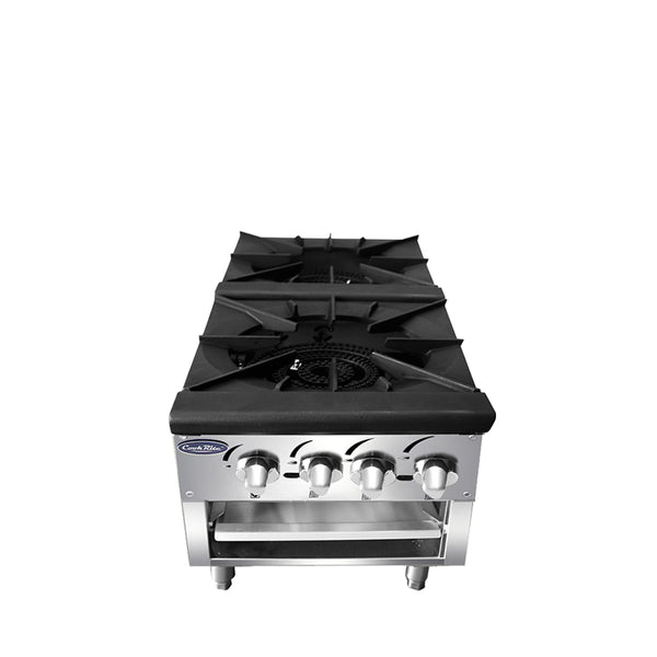Atosa ATSP-18-2L Cookrite Low Stock Pot Stove, Gas, (2) Three-ring Cast Iron Burners, Full Width Removable Stainless