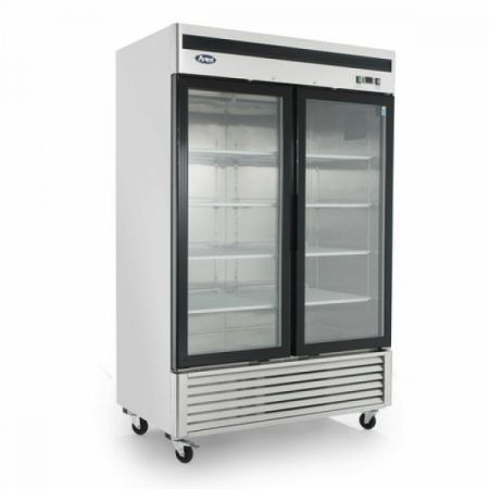Atosa MCF8707GR Refrigerator Merchandiser, Two-section, 54-2/5"w X 31-7/10"d X 83-1/10"h, Bottom-mount
