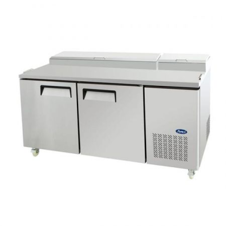 Atosa MPF8202GR Refrigerated Pizza Prep Table, Two-section, 67"w X 33-1/10"d X 44"h, Side-mounted