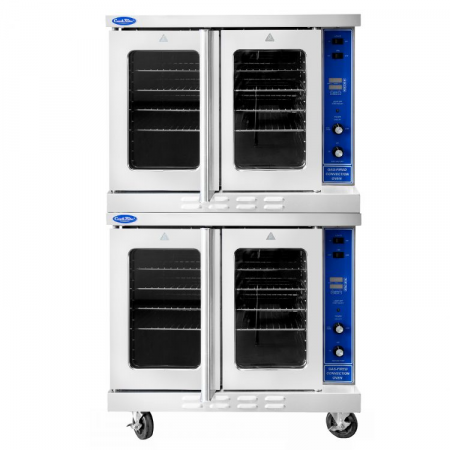 Atosa ATCO-513NB-2 Non-Bakery Depth Double Convection Oven, stainless steel exterior, enamel interior, coved corners, 5 shelves each, 46K BTU each