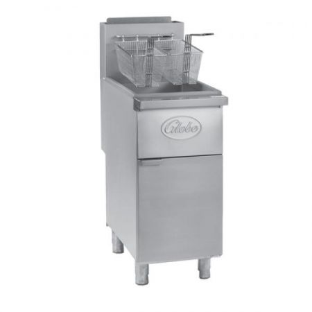 Globe GFF50G Floor Fryer, natural gas, 50 lbs. oil capacity, high-limit thermostat with auto gas supply shut