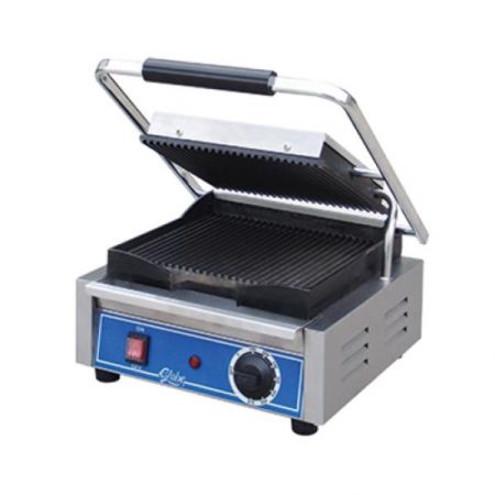 Globe GPG10 Bistro Panini Grill, single, countertop, electric, cast iron grooved plates, 10" x 10"