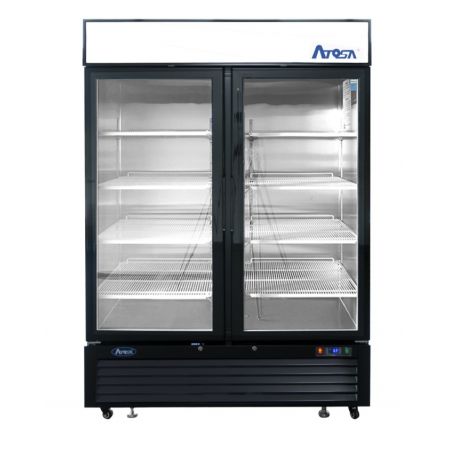 Atosa MCF8723GR Refrigerator Merchandiser, Two-section, 54-3/8"w X 31-1/2"d X 81-1/5"h, Bottom-mounted