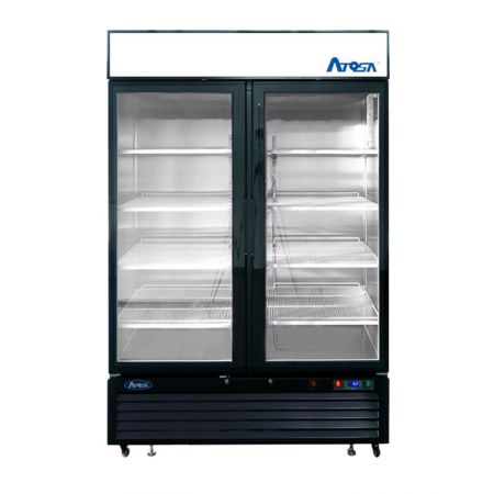 Atosa MCF8733GR Refrigerator Merchandiser, Two-section, 39-2/5"w X 31-1/2"d X 81-1/5"h, Bottom-mounted