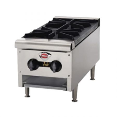 Wells HDHP-1230G Hotplate, natural gas, countertop, (2) 26,500 BTU burners, cast iron grates, stainless steel
