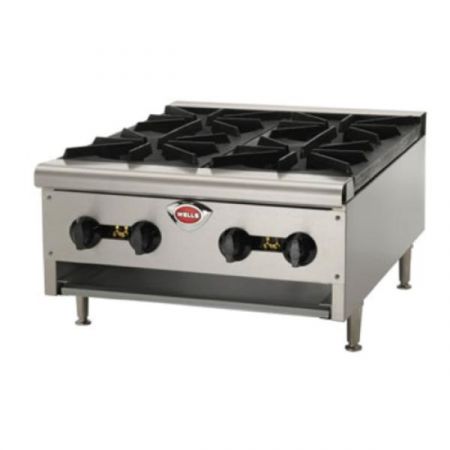Wells HDHP-2430G Hotplate, natural gas, countertop, (4) 26,500 BTU burners, cast iron grates, stainless steel