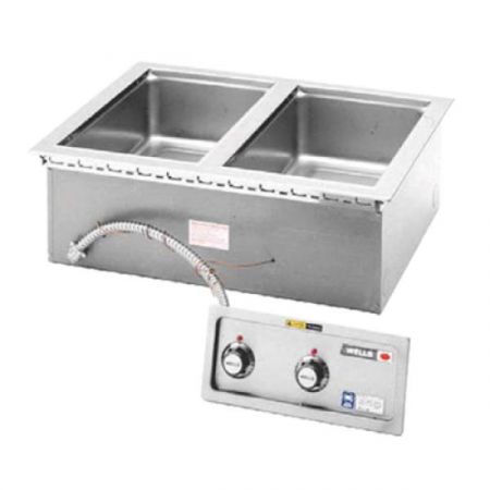 Wells MOD-200TDM Food Warmer, top-mount, built-in, electric, (2) 12" x 20" openings with manifold drains
