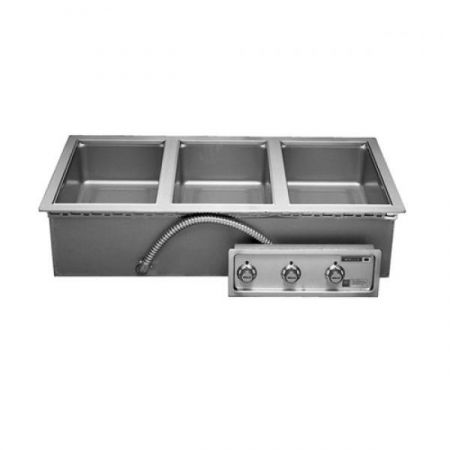 Wells MOD-300TDM Food Warmer, top-mount, built-in, electric, (3) 12" x 20" openings with manifold drains