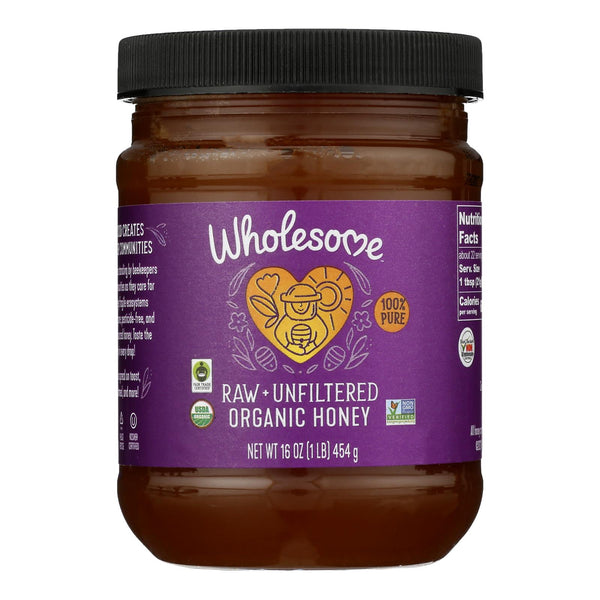 Wholesome Sweeteners Organic Raw Honey - Liquid Sweetener - Case of 6 - 16 Ounce.