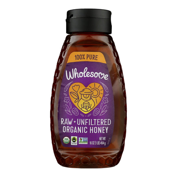 Wholesome Sweeteners Organic Raw - Unfiltered Honey - Case of 6 - 16 Ounce.