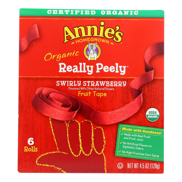 Annie's Homegrown - Really Peely Fruit Tape - Swirly Strawberry - Case of 8 - 4.5 Ounce.