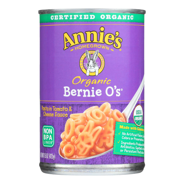 Annie's Homegrown Organic Bernie O?S Pasta In Tomato and Cheese Sauce - Case of 12 - 15 Ounce.