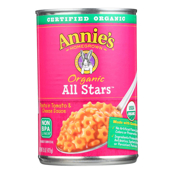 Annie's Homegrown Organic All Stars Pasta In Tomato and Cheese Sauce - Case of 12 - 15 Ounce.