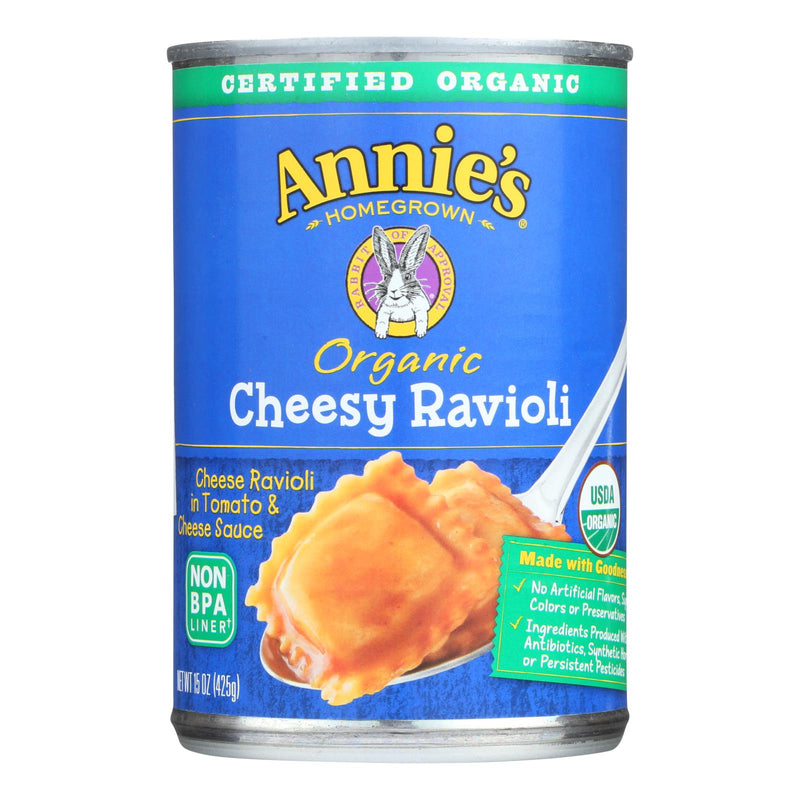 Annie's Homegrown Organic Cheesy Ravioli In Tomato and Cheese Sauce - Case of 12 - 15 Ounce.