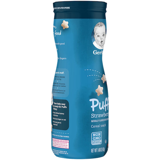 Gerber Graduates Cereal Snacks Strawberry Apple Puffs 1.48 Ounce Size - 6 Per Case.