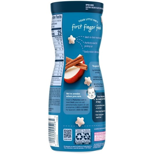 Gerber Graduates Cereal Snacks Apple Cinnamon Puffs 1.48 Ounce Size - 6 Per Case.
