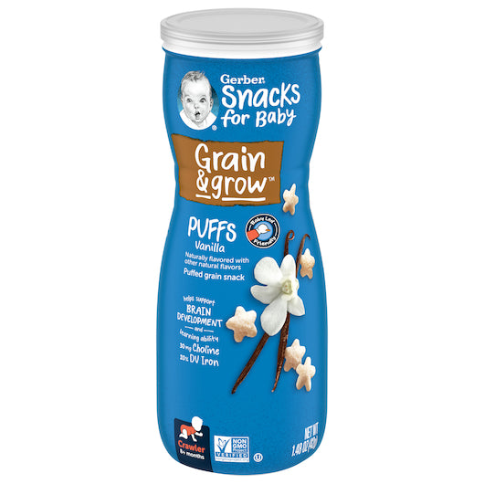 Gerber Graduates Cereal Snacks Vanilla Puffs 1.48 Ounce Size - 6 Per Case.