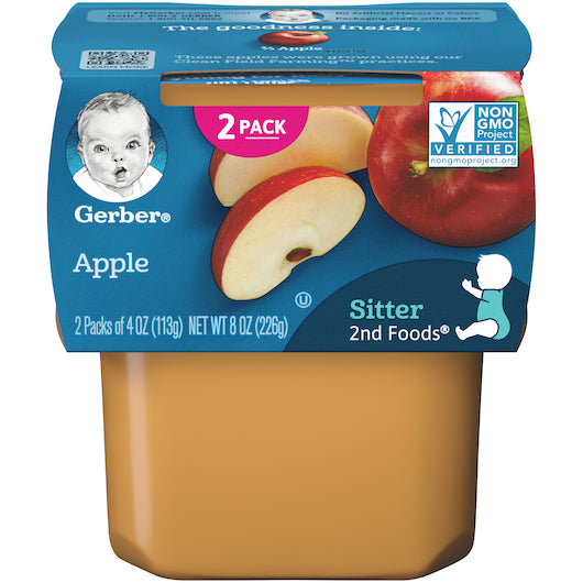 (2 pack of 4 Oz) Gerber 2nd Foods Applesauce Baby Food 8 Ounce Size - 8 Per Case.