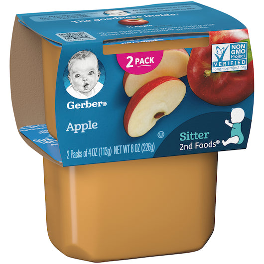 (2 pack of 4 Oz) Gerber 2nd Foods Applesauce Baby Food 8 Ounce Size - 8 Per Case.
