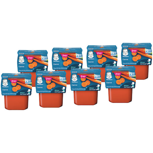 (2 pack of 4 Oz) Gerber 2nd Foods Carrot Baby Food 8 Ounce Size - 8 Per Case.