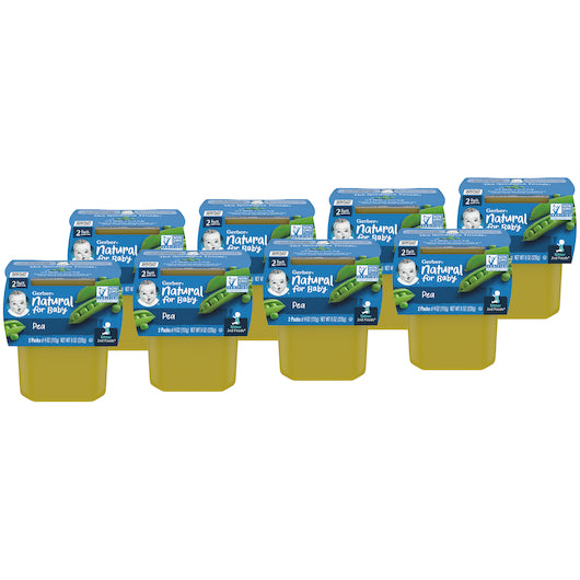 (2 pack of 4 Oz) Gerber 2nd Foods Pea Baby Food 8 Ounce Size - 8 Per Case.