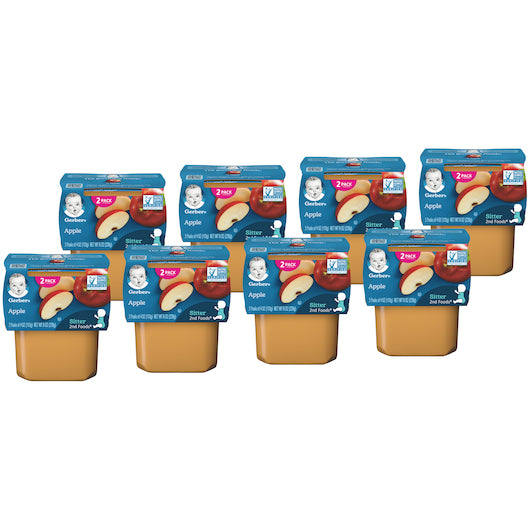(2 pack of 4 Oz) Gerber 2nd Foods Applesauce Baby Food 8 Ounce Size - 8 Per Case.