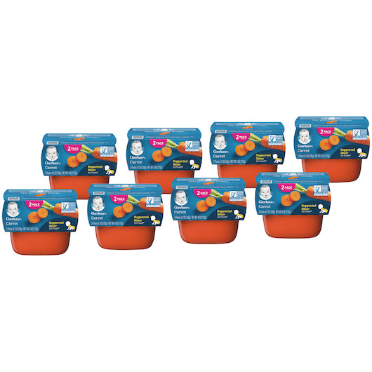 (2 Pack of 2 Oz) Gerber 1st Foods Carrot Baby Food 4 Ounce Size - 8 Per Case.