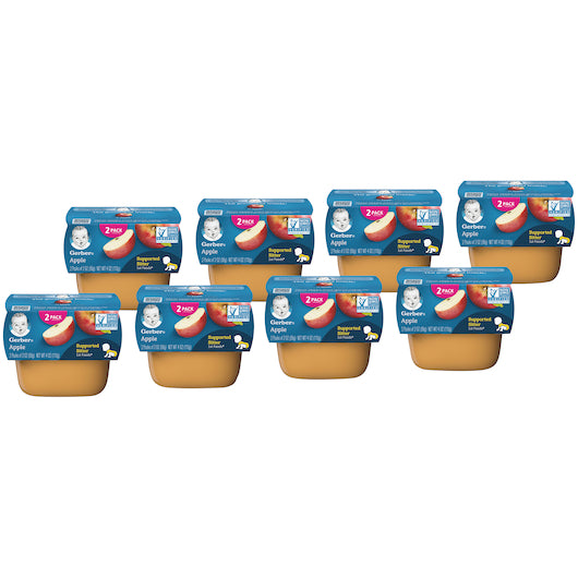 (2 Pack of 2 Oz) Gerber 1st Foods Apple Baby Food 4 Ounce Size - 8 Per Case.