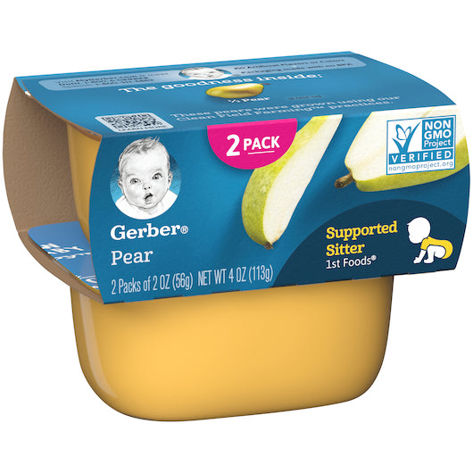 (2 Pack of 2 Oz) Gerber 1st Foods Pear Baby Food 4 Ounce Size - 8 Per Case.