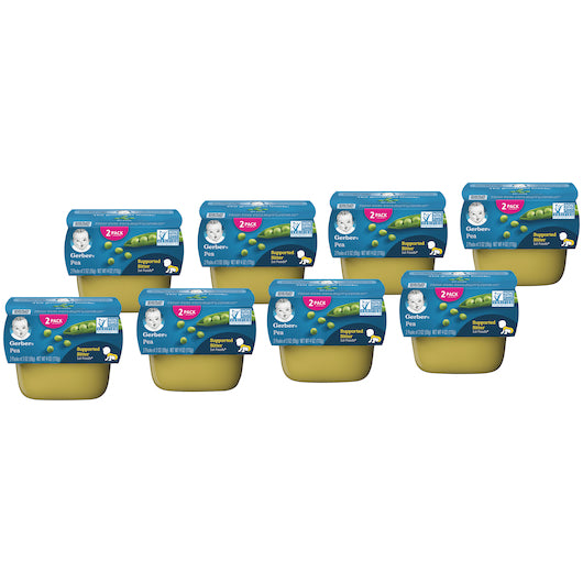 (2 Pack of 2 Oz) Gerber 1st Foods Pea Baby Food 4 Ounce Size - 8 Per Case.