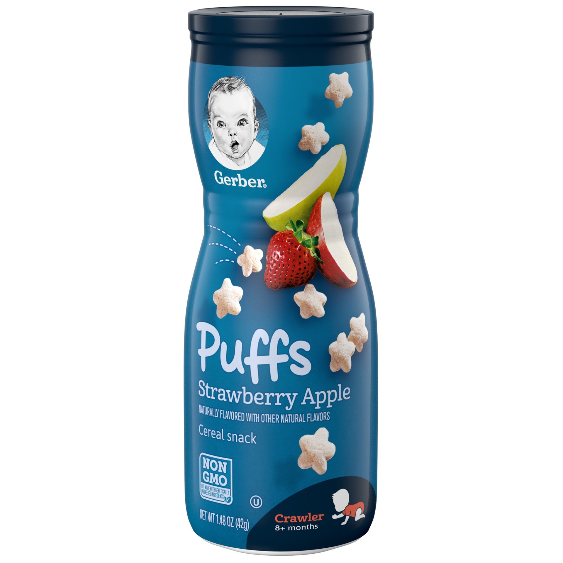 Gerber Graduates Cereal Snacks Strawberry Apple Puffs 1.48 Ounce Size - 6 Per Case.