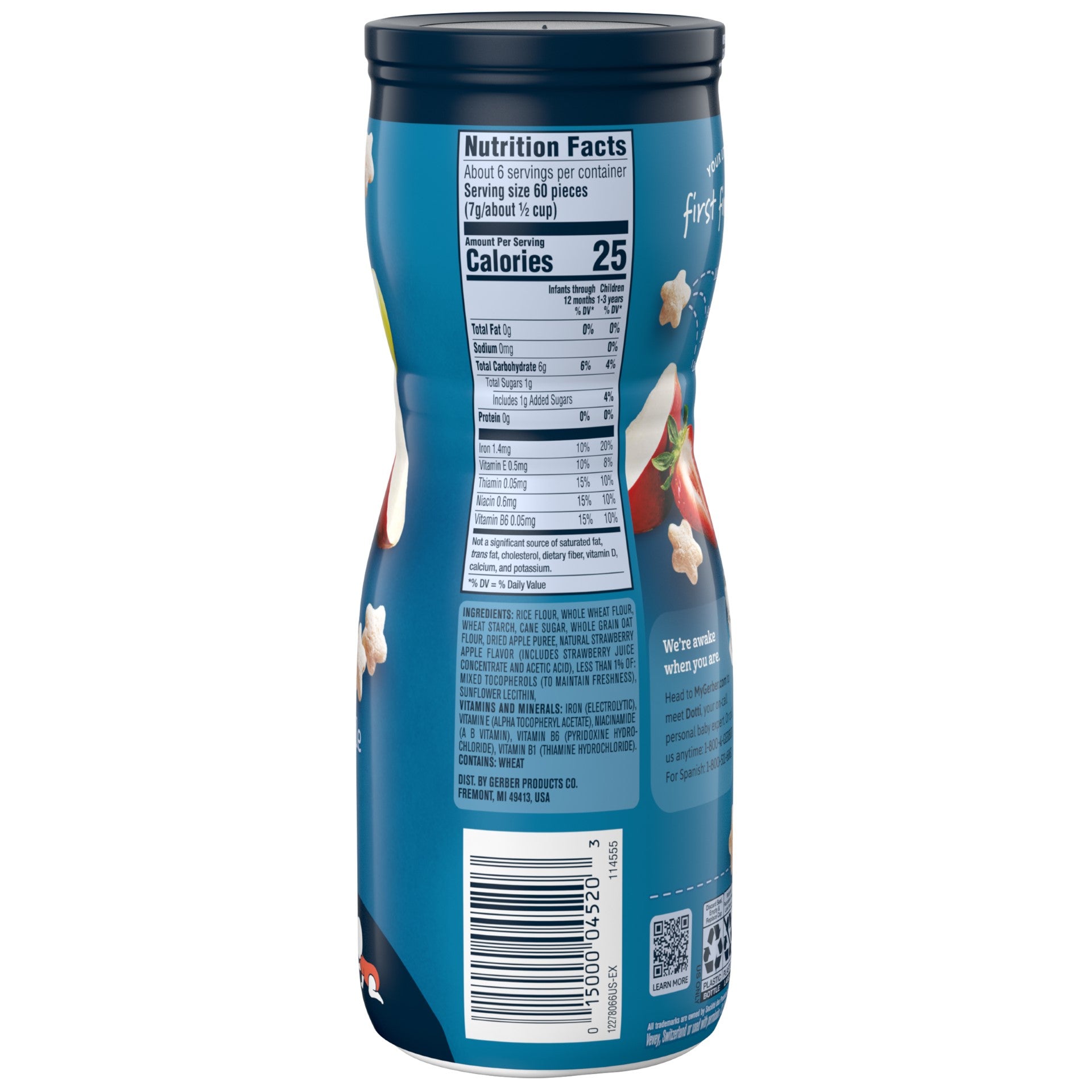 Gerber Graduates Cereal Snacks Strawberry Apple Puffs 1.48 Ounce Size - 6 Per Case.