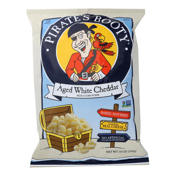 Pirate Brands Booty Puffs - Aged White Cheddar - Case of 6 - 10 Ounce.